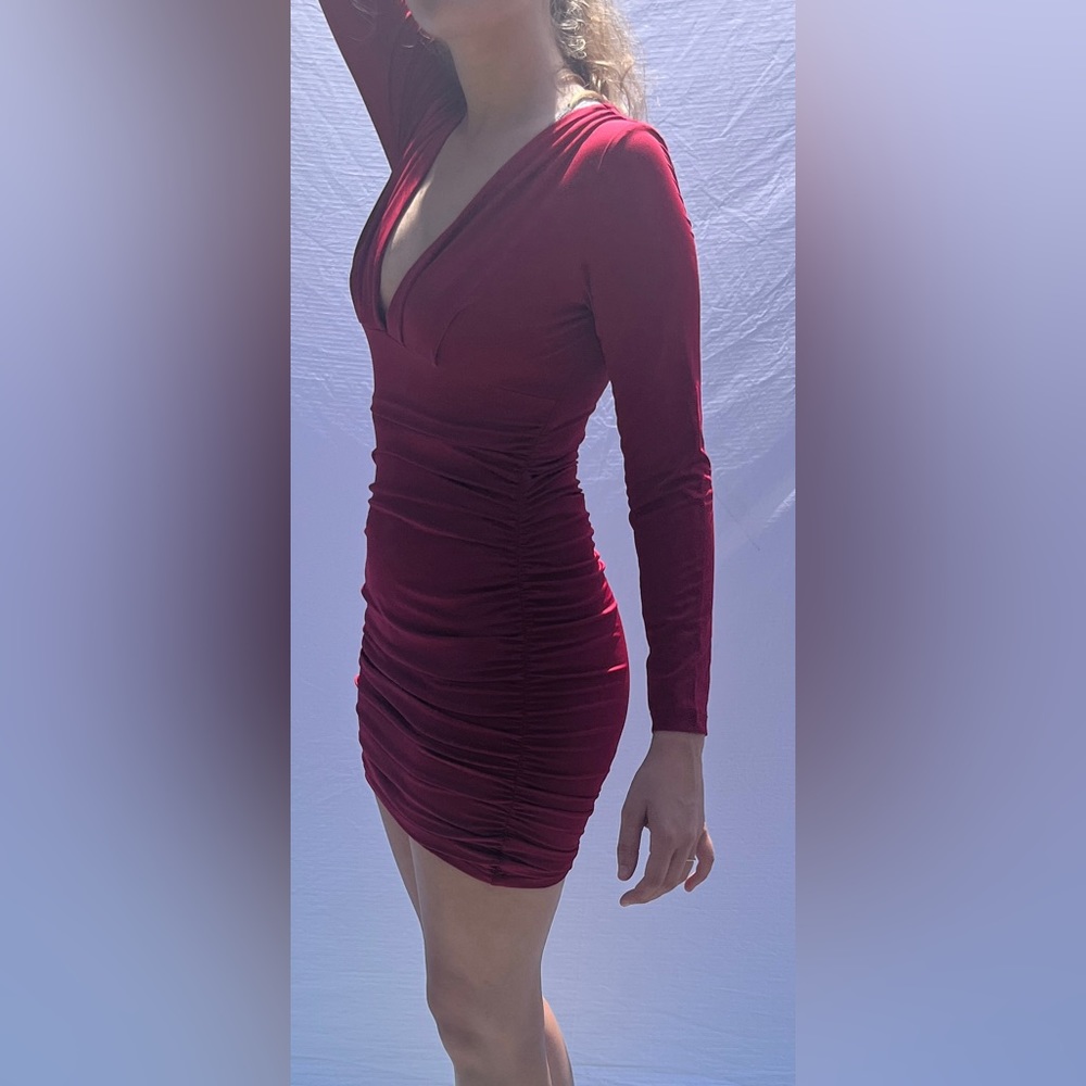 Long-sleeve, Plunge, Bodycon dress